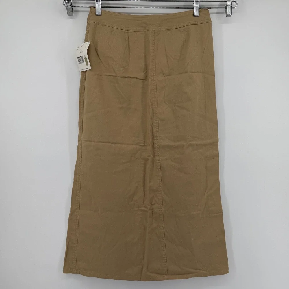 Liz Claiborne Lizwear Jeans Military Appeal Maxi Skirt Tan‎ Women's Size 10